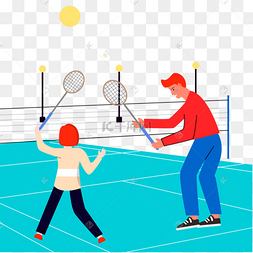 夜晚休闲活动父亲教女儿打羽毛球