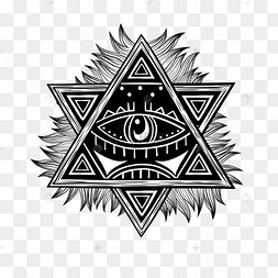 黑白色几何宇宙全视之眼