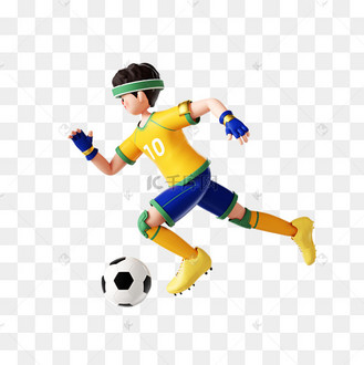世界杯足球杯3d立体运动员人物踢足球