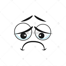 卡通悲伤的脸,不开心或不安的矢