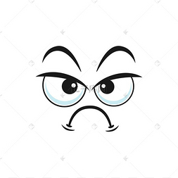 卡通脸,矢量不满或不安的表情符