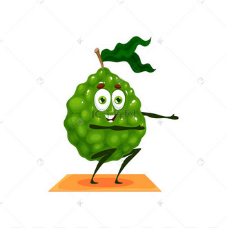 绿色佛手柑柑橘类6767水果全浆果叶在健身瑜伽垫上做运动锻炼孤立