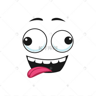 emoji 表情矢量面部表情与护目镜倾斜的眼睛和张开露齿的嘴巴贴着舌头