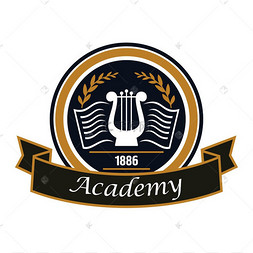 音乐和艺术学院圆形徽章,上面有