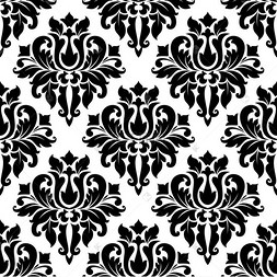 无缝大胆的黑色花卉蔓藤花纹图案