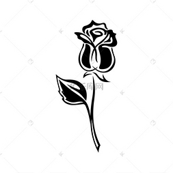 下载 png下载psd含苞待放玫瑰花黑白手绘下载 png下载psd手绘涂鸦玫瑰