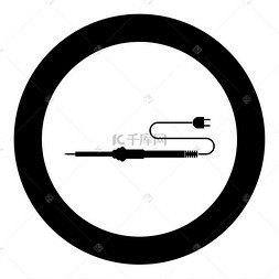 出口润滑油无线电维修工作用电烙铁图标轮廓设置白色矢量插图平面样式