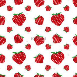 草莓果实的无缝图案。