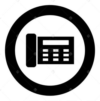 孤立的圆形矢量图中的传真黑色图标