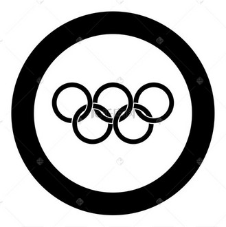 奥运五环 五个奥运五环图标圆圈黑色矢量插图平面样式简单图像.