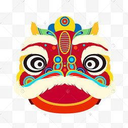 过年舞狮狮子头插画红色剪纸舞狮开门红开工大吉开业大吉狮子头卷轴