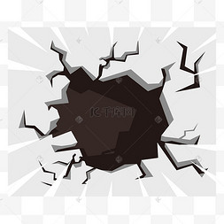 漫画风白色破洞墙壁效果手绘漫画手机边框美式复古红色放射边框科技