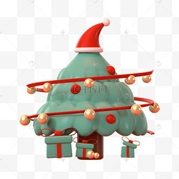 3DC4D立体圣诞帽圣诞树