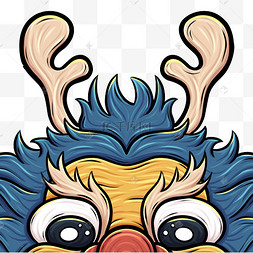 国潮风古风龙头龙头卡通png素材龙抬头红色龙头二月二龙抬头龙国潮