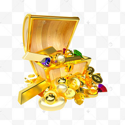 棕黄色侧面打开空白的宝箱剪贴画游戏原画珠宝箱商品藏宝地图藏宝图