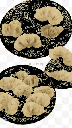 盘中的水饺水墨美味的饺子美味的饺子冬季冬天冬至美味的饺子美味的