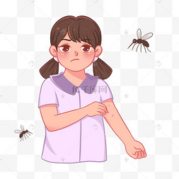 蚊虫叮咬红肿瘙痒抓痒的女孩