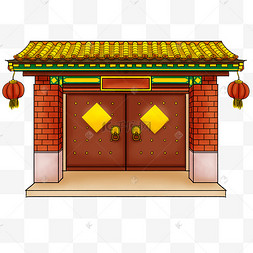 新年古风大门春节喜庆传统中式弄