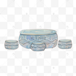 中国风古风石桌