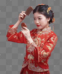 结婚秀禾新人梳头
