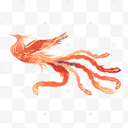 创意手绘插画卡通形像动物熊凤凰国潮神兽凤凰祥瑞神兽笑脸平图标.