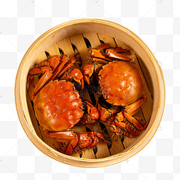 美食两只螃蟹蒸笼