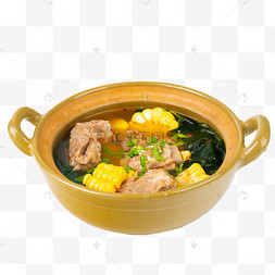 排骨汤卡通美食佳肴菜品手绘红烧排骨插画冬天滚烫的淮山排骨汤两块