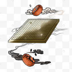 水墨古风琴棋书画围棋中国风手绘荷花琴棋书画系列之棋儿童游戏动物