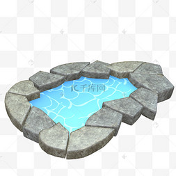 3d立体花园水池池塘