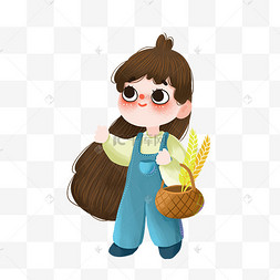 二十四节气芒种女孩手挎篮子