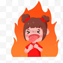 手绘女孩火气大上火长满痘