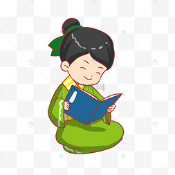 教书先生语文古文古代文人古代战旗旗帜卡通毛笔装饰插画秋分古代秋天