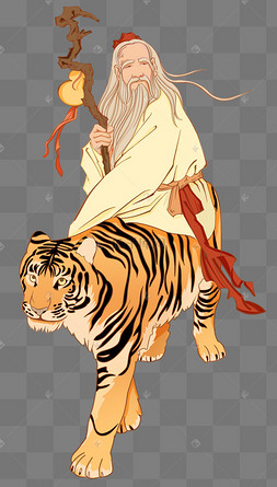 虎年古代老头骑老虎