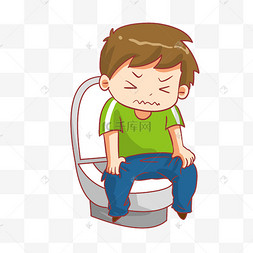 上厕所便秘男孩我是党员我先上志愿者表情包手绘卡通电脑视频会议插画