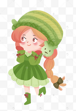 穿绿色衣服女孩小姑娘