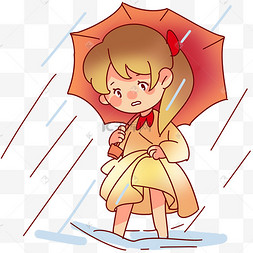 暴风雨淋雨女孩
