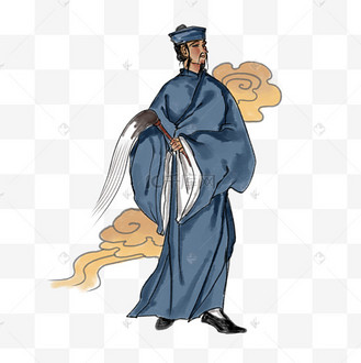 古代道士背着剑手里拿着拂尘中国风动图gif