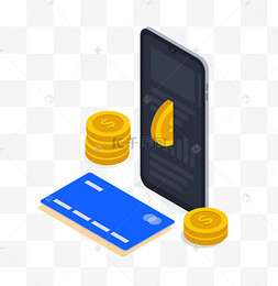 5d金融银行安全立体渐变元素手绘人物金钱手机银行卡2.