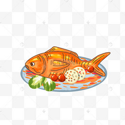红烧鱼简笔画彩色图片