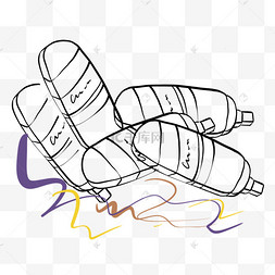 黑白线条一堆画笔