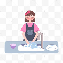 做家务女士洗碗