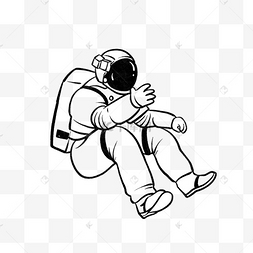 宇航员元素下载 png下载psd启动概念与手绘涂鸦素描黑白火箭或宇宙