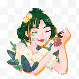 美妆节潮流化妆喷香水的女孩