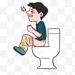 费力便秘男子矢量手绘卡通钟表卡通人物便秘形象插图高档智能滚筒洗衣