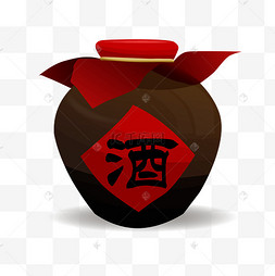 爽口凉菜凉拌黄瓜矢量手绘卡通酒坛子白酒酒坛子中国风