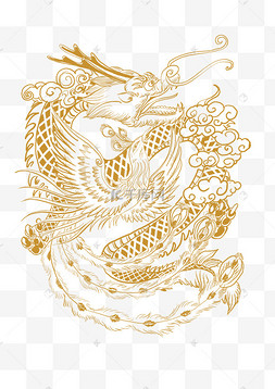 龙凤祥云纹龙凤金色花样底纹图案手绘卡通传统手工制作的彩绘燕子风筝