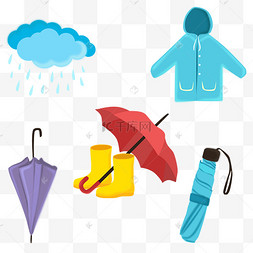 扁平风雨具雨伞矢量图卡通手绘雨伞蓝色医疗保护图动物贴纸素材数字5