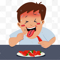 吃辣椒伸舌头男孩