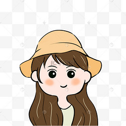 戴帽子长发女孩