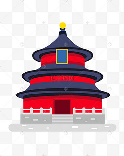 红色的亚洲天坛孤立的中国宝塔矢量古代东方寺庙东方地标手绘日本宫殿
